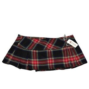 NWT! Tartanista Plaid Acrylic Wool Kilt Skirt Women Sz 44 Red Multicolor Pleats